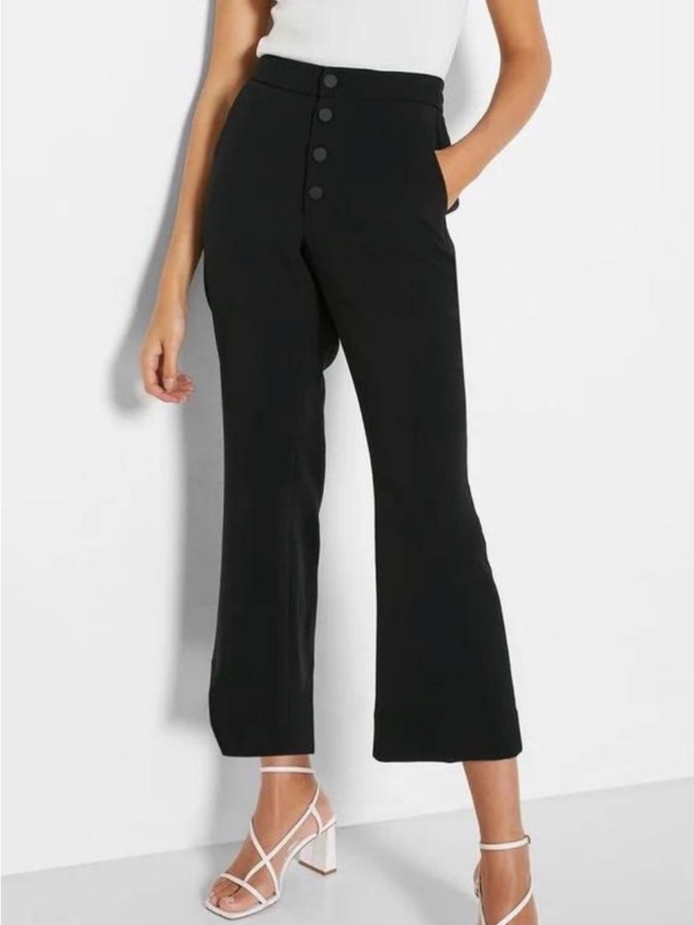 Banana Republic High-Rise Crop Flare Black Pants Sz 4 NWT